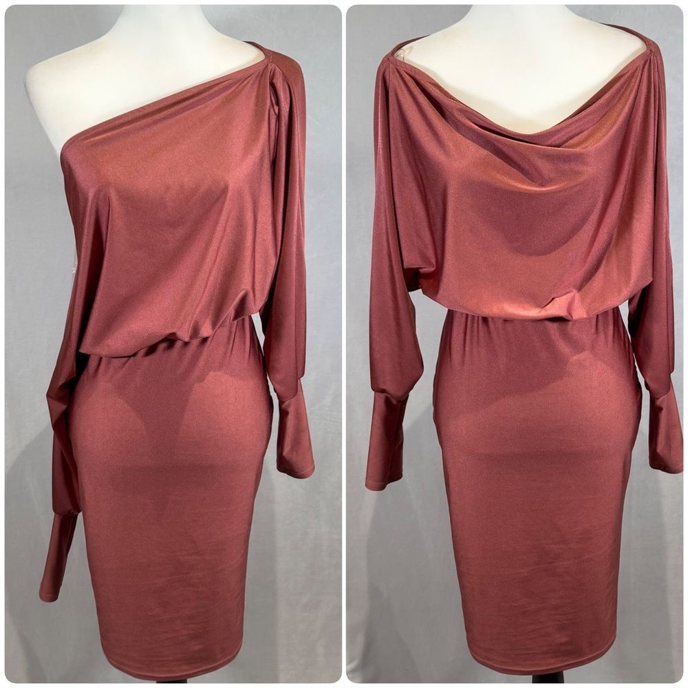 Votique dusty rose long sleeve sleek and chic pencil skirt dress size medium